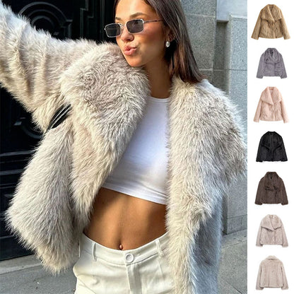 Women's Fluffy Lapel Jacket
