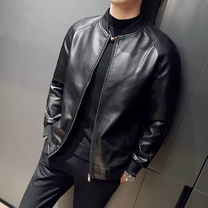 Men's Slim Fit Leather Jacket - Korean Style